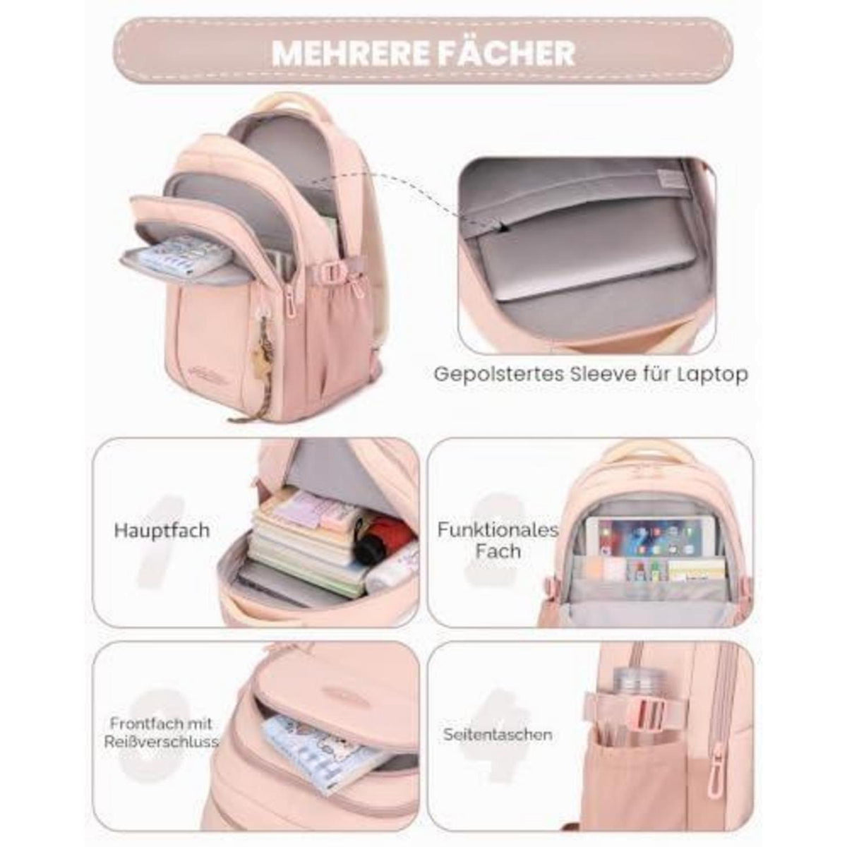 Schulrucksack Mädchen Teenager Rosa – Robust & Bequem