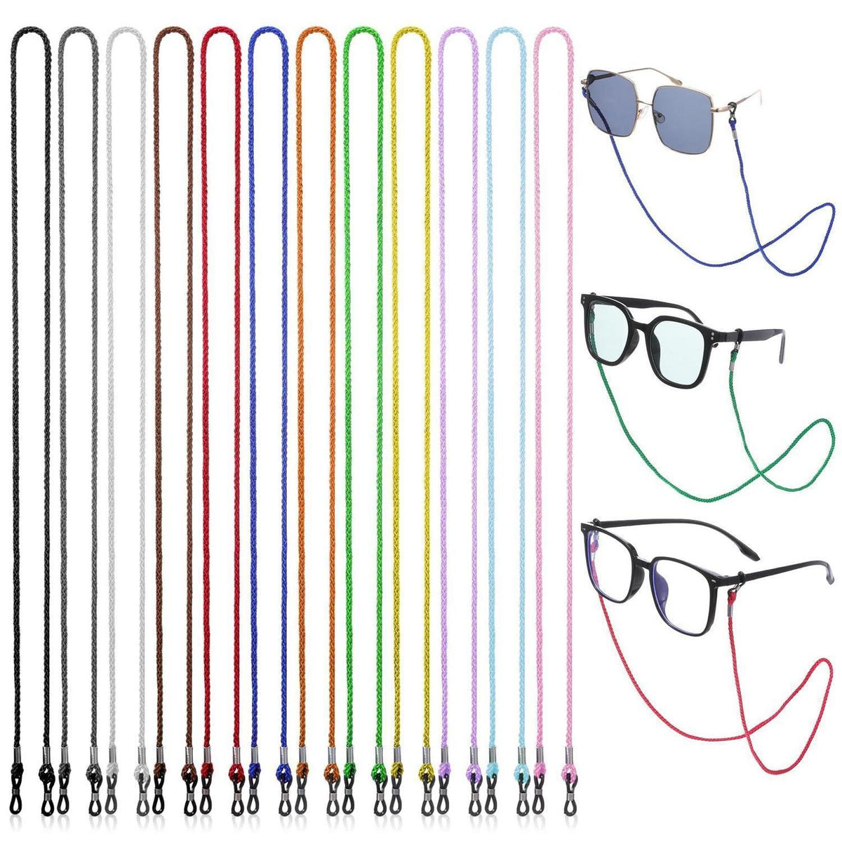 Brillenketten Damen Nylon Geflochten – 12er Set Mehrfarbig