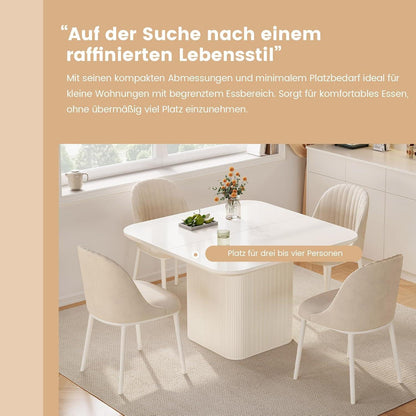 Guyii Quadratischer Esstisch Cremeweiß – Moderner Küchentisch