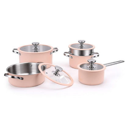 Edelstahl Topfset Keramikbeschichtet Pink – Vielseitig & Antihaft