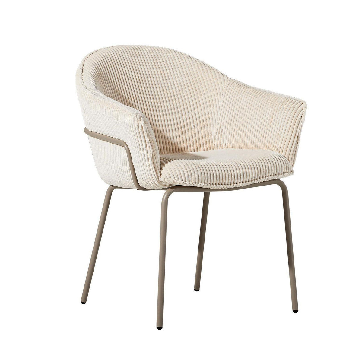 Esszimmerstuhl mit Armlehnen, Beige Cord Polsterstuhl