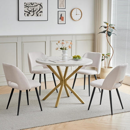 Runder Esstisch Set mit 4 Cord-Stühlen – Modern & Komfortabel