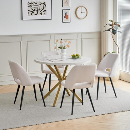 Runder Esstisch Set mit 4 Cord-Stühlen – Modern & Komfortabel