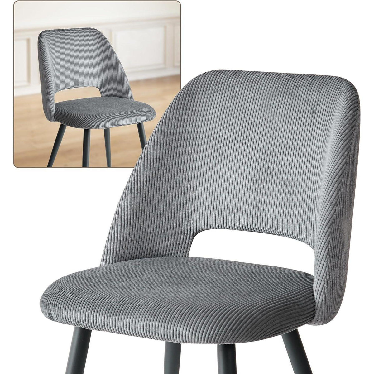 Runder Esstisch Set mit 4 Cord-Stühlen – Modernes Esszimmer Set