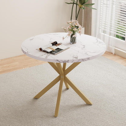 Runder Esstisch Set mit 4 Cord-Stühlen – Modernes Esszimmer Set