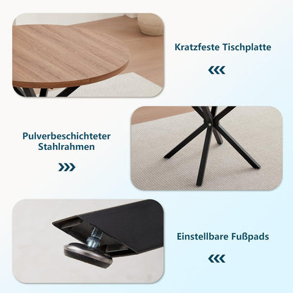 Runder Esstisch Set mit 4 Cord-Stühlen – Dunkelgrün