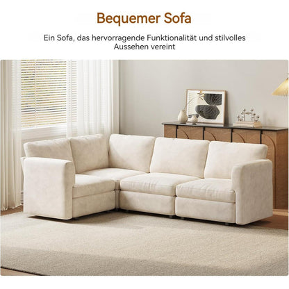 Ecksofa Stoff Modern, 5-Sitzer mit Ottomane