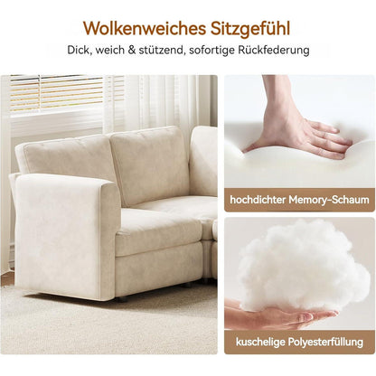 Ecksofa Stoff Modern, 6-Sitzer mit Ottomane