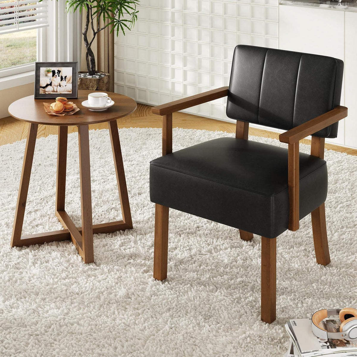 Lounge Sessel Schwarz – Bequemer Wohnzimmerstuhl in Lederoptik