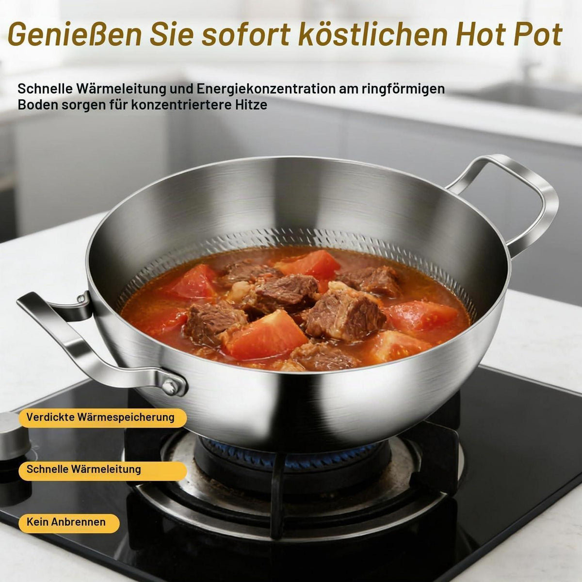Titan Schmorpfanne 28cm mit Deckel – 10 Liter, Antihaftbeschichtung