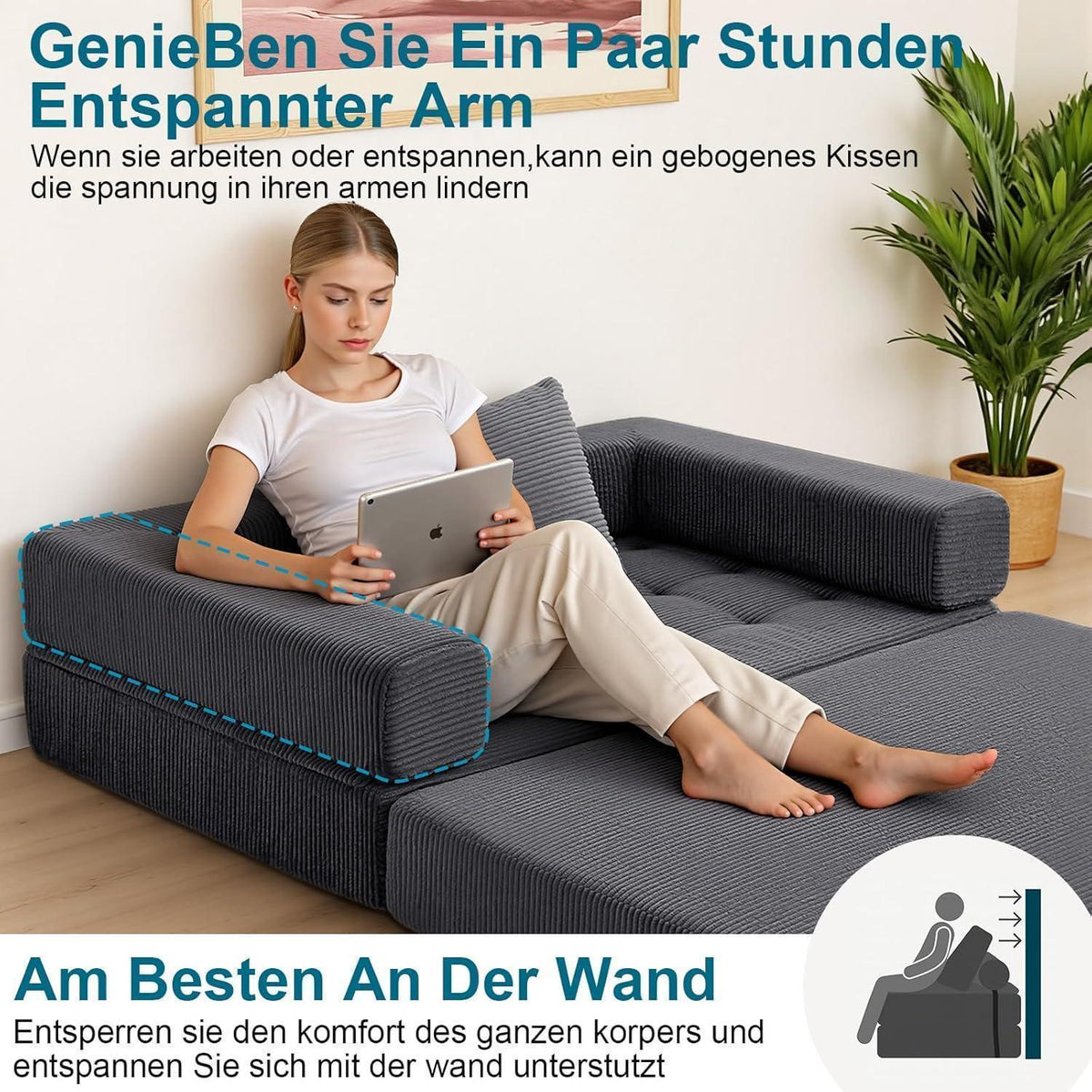 Faltbares Schlafsofa 5-in-1 – Schlafsessel & Gästebett Grau