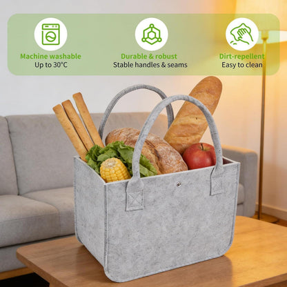 2er-Set Filztaschen Shopper – Robust & Faltbar für Einkauf & Mehr