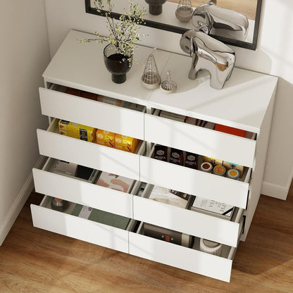Weiße Kommode 2er Set | 120cm Breit, 4 Schubladen, Matt