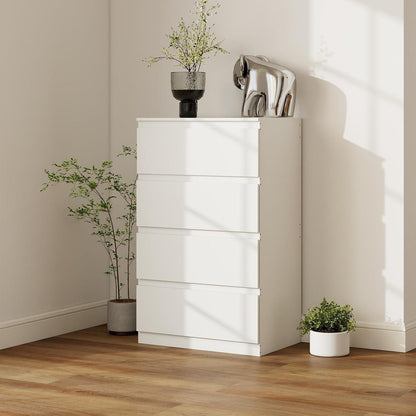 Weiße Kommode 2er Set | 120cm Breit, 4 Schubladen, Matt
