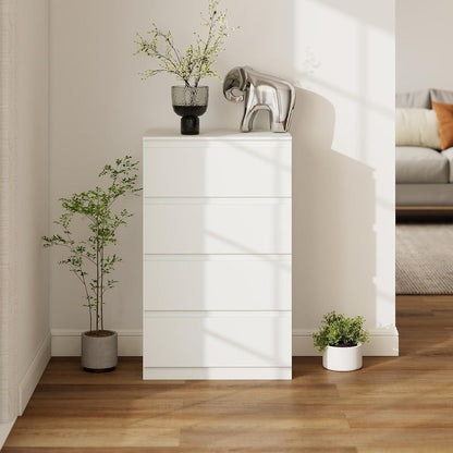 Weiße Kommode 2er Set | 120cm Breit, 4 Schubladen, Matt