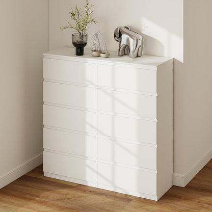 Weißes Sideboard & Kommode Set | 120cm Breit, 5 Schubladen