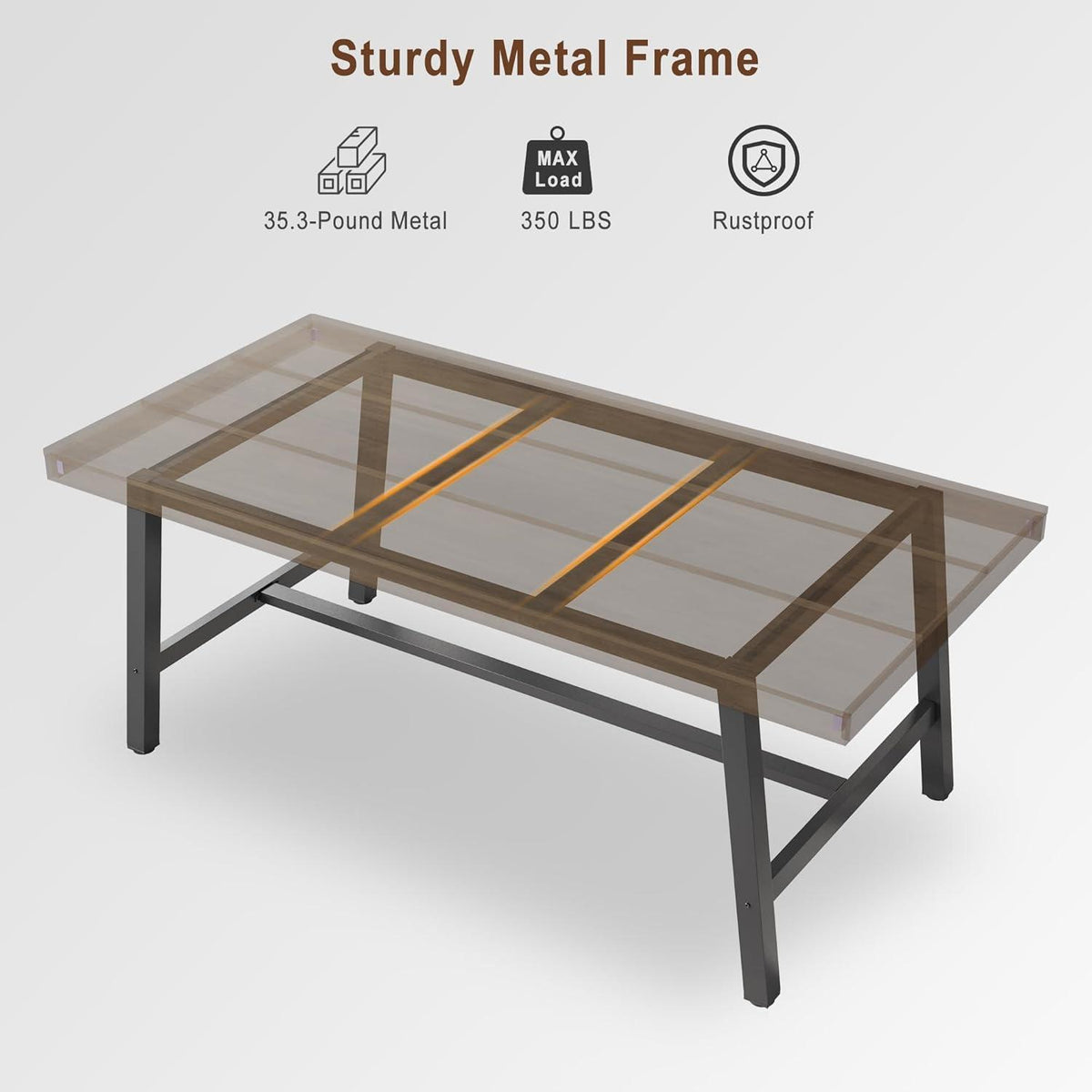 Langer Esstisch 180cm Holzoptik Industrial Stil für 6-8 Personen