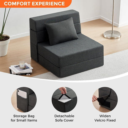 Klappbarer Schlafsessel 4-in-1 – Schwarz, Platzsparendes Futon-Sofa