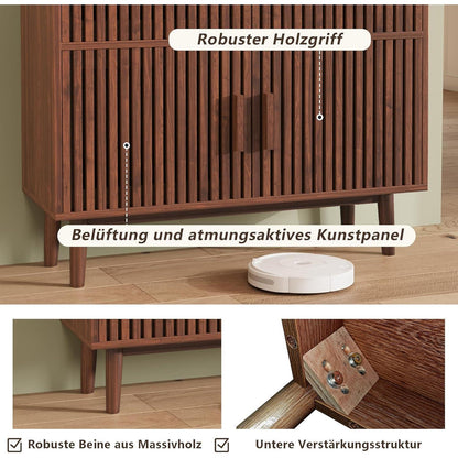 Sideboard Kommode Holz Nussbaum | 2 Türen & 2 Schubladen