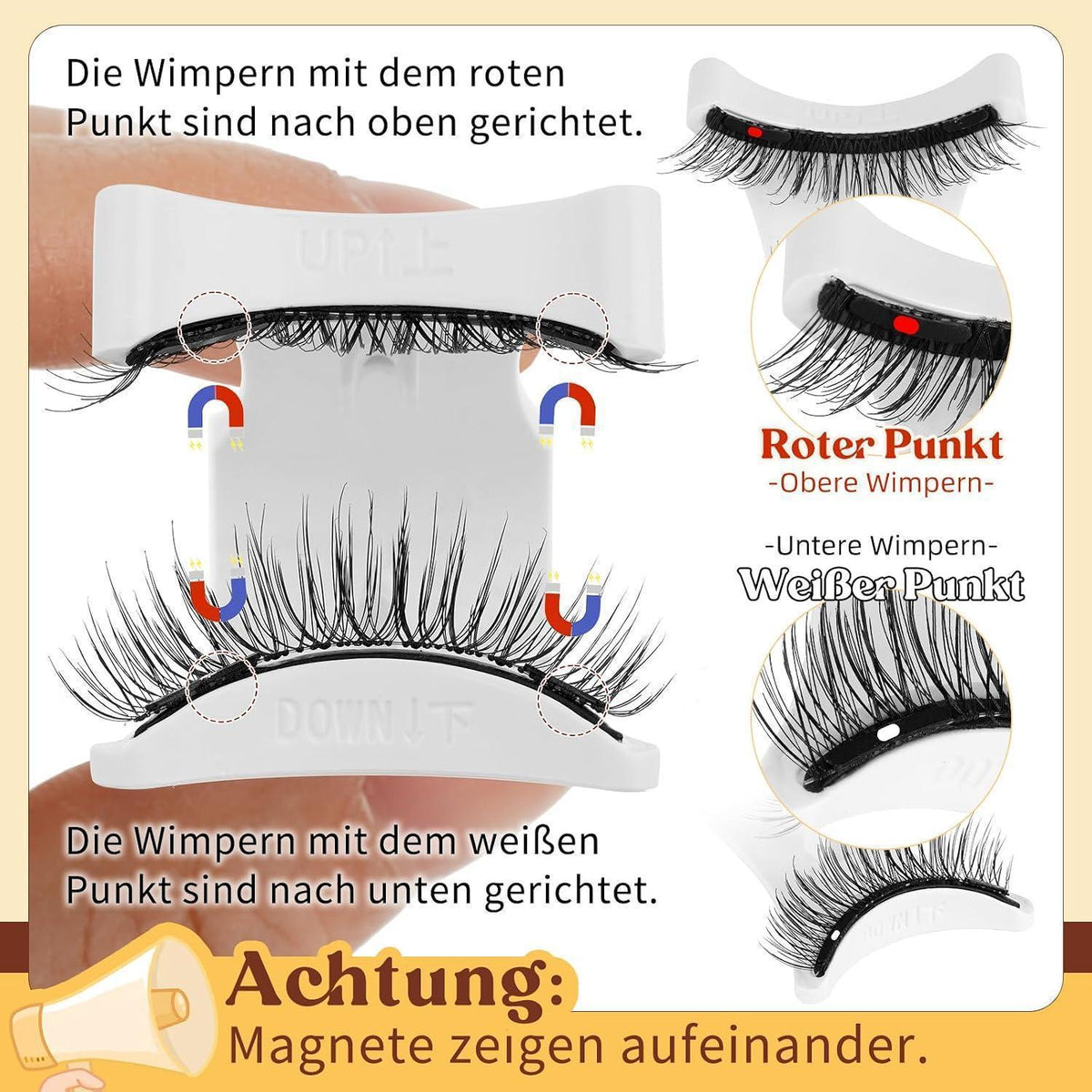 Magnetische Wimpern Set ohne Kleber - 2 Paar mit Applikator