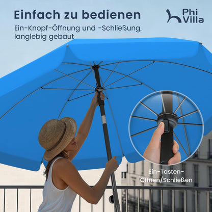 Sonnenschirm Ø175cm Höhenverstellbar mit Hülle & Klemme, UV50+