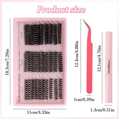 Wimpern Extensions Set – 300 Cluster Mix für Voluminiösen Look