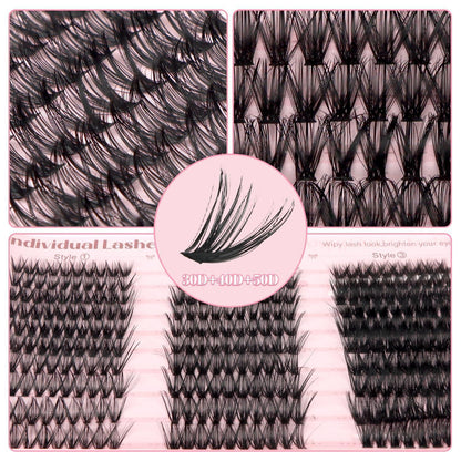 Wimpern Extensions Set – 300 Cluster Mix für Voluminiösen Look