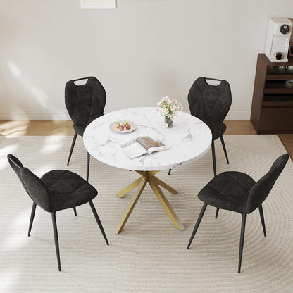 Runder Esstisch Set mit 4 Polsterstühlen im Nordic Stil