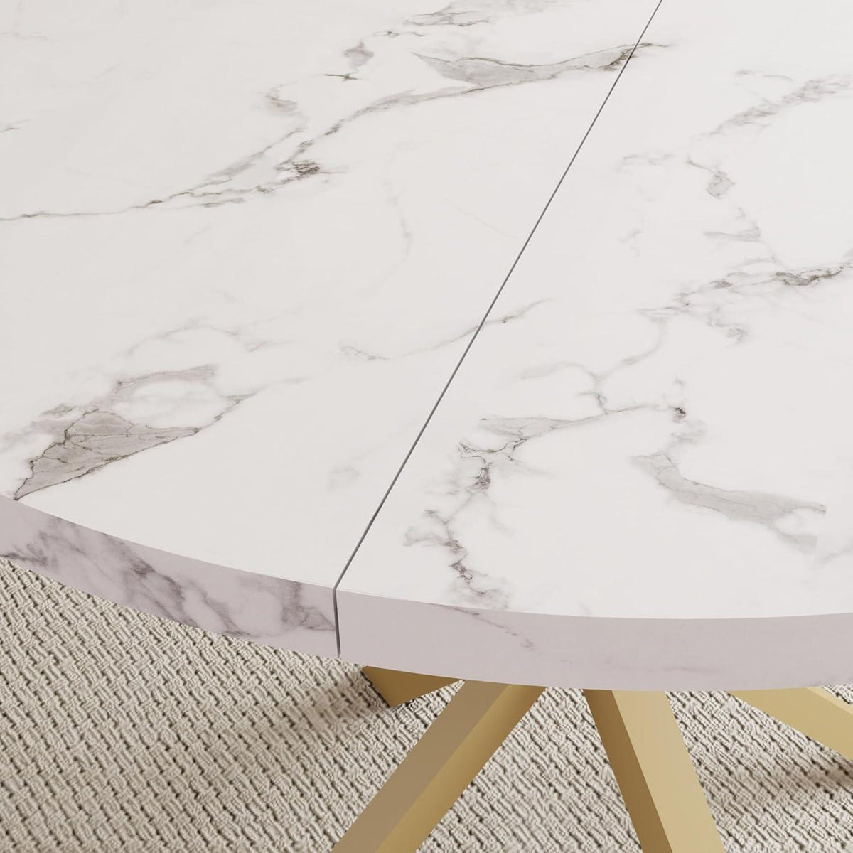 Runder Esstisch Set mit 4 Polsterstühlen im Nordic Stil