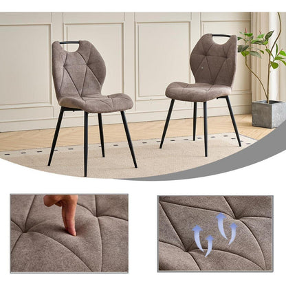 Runder Esstisch Set mit 4 Polsterstühlen im Nordic Stil (Gelb/Braun)