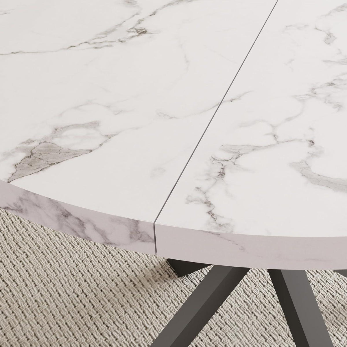Runder Esstisch Set mit 4 Polsterstühlen im Nordic Stil