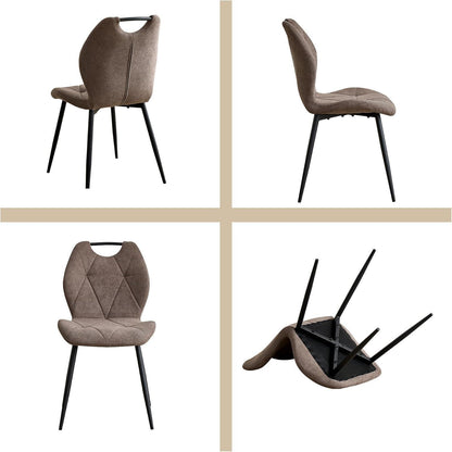 5-teiliges Esszimmer-Set: 140cm Tisch + 4 gepolsterte Stühle