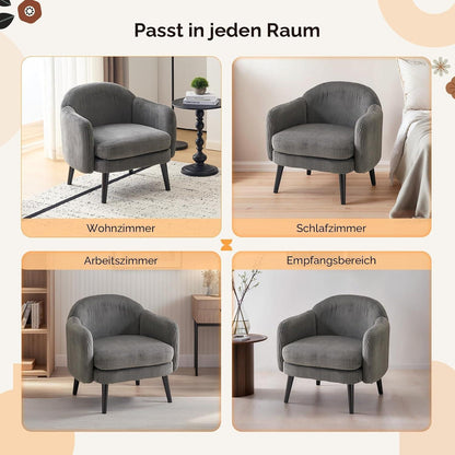Gepolsterter Cord-Sessel Dunkelgrau – Modern & Bequem
