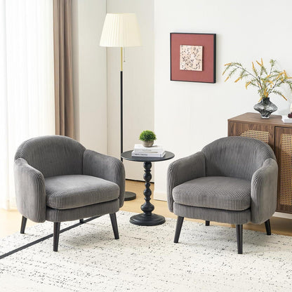 Gepolsterter Cord-Sessel Dunkelgrau – Modern & Bequem