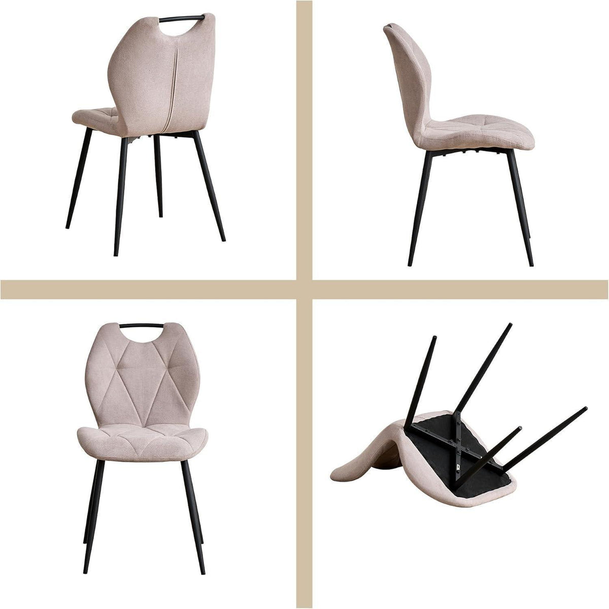 5-teiliges Esszimmer-Set: 140cm Tisch + 4 gepolsterte Stühle