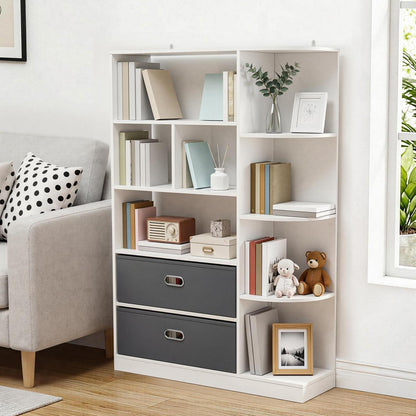 Freistehendes Bücherregal mit Schubladen – Weiß 80x24x115 cm