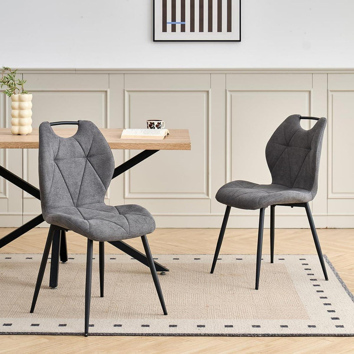 5-teiliges Esszimmer-Set: 140cm Tisch + 4 gepolsterte Stühle