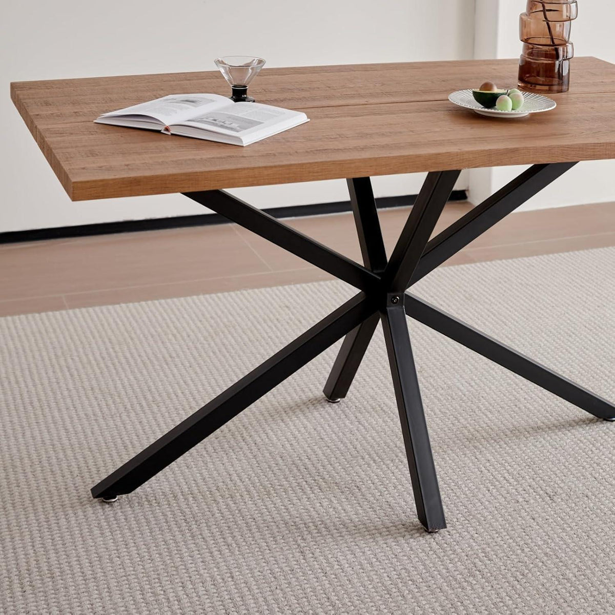 5-teiliges Esszimmer-Set: 140cm Tisch + 4 gepolsterte Stühle