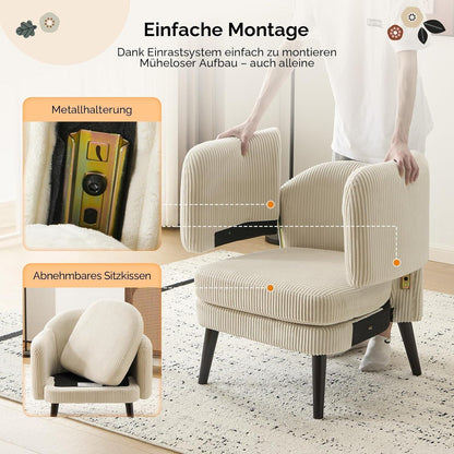 Beiger Cord Loungesessel – Modern & Komfortabel