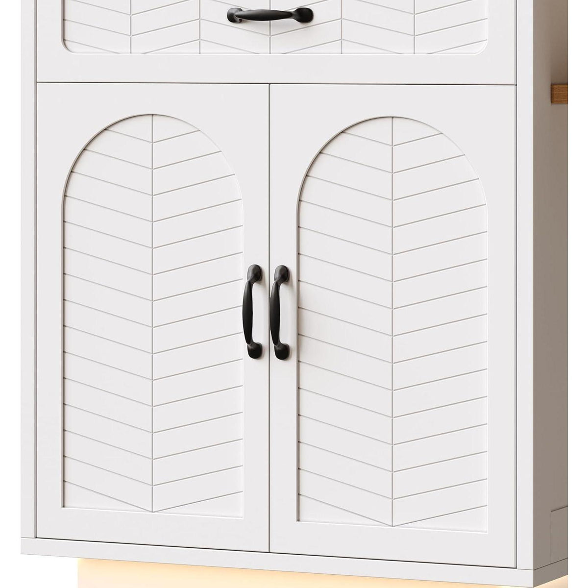Kücheninsel mit Ausziehtisch & Stauraum (Weiß + Holz)