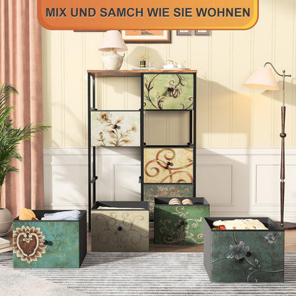 Boho Kommode mit 8 Stoffschubladen & Stahlrahmen