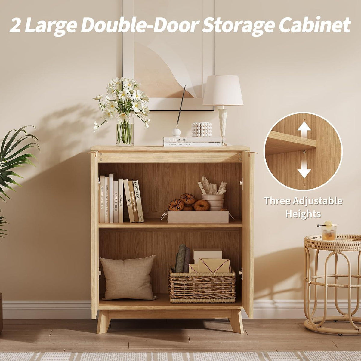 Modernes Sideboard mit 2 Türen & Ablagen – 87,6 cm