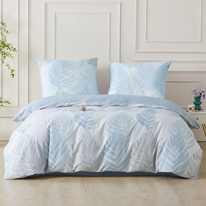 Baumwoll Bettwäsche Set 200x220 cm, Blau, 2-teilig