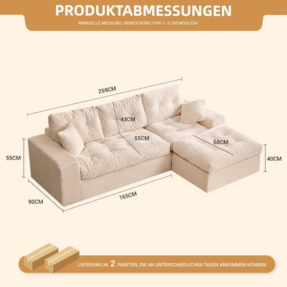 3-Sitzer Ecksofa Beige – Modulares Sofa mit Recamiere