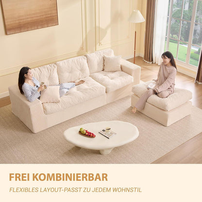3-Sitzer Ecksofa Beige – Modulares Sofa mit Recamiere