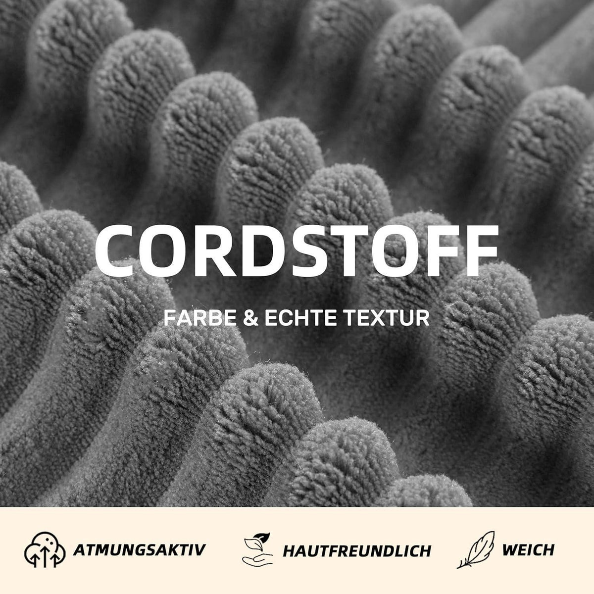 Graues Ecksofa 3-Sitzer – Modulares Sofa mit Recamiere & Cordstoff