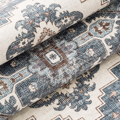 Vintage Küchenläufer 80x150 Blau – Waschbarer Teppich für Küche & Flur