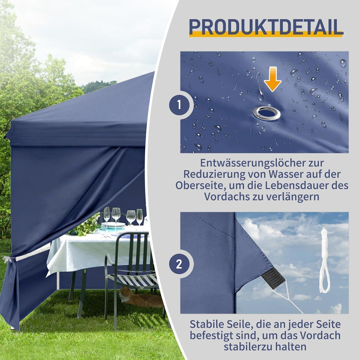 3x3m Faltpavillon mit Seitenteilen – UV-Schutz & Höhenverstellbar
