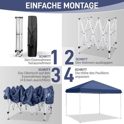 3x3m Faltpavillon mit Seitenteilen – UV-Schutz & Höhenverstellbar