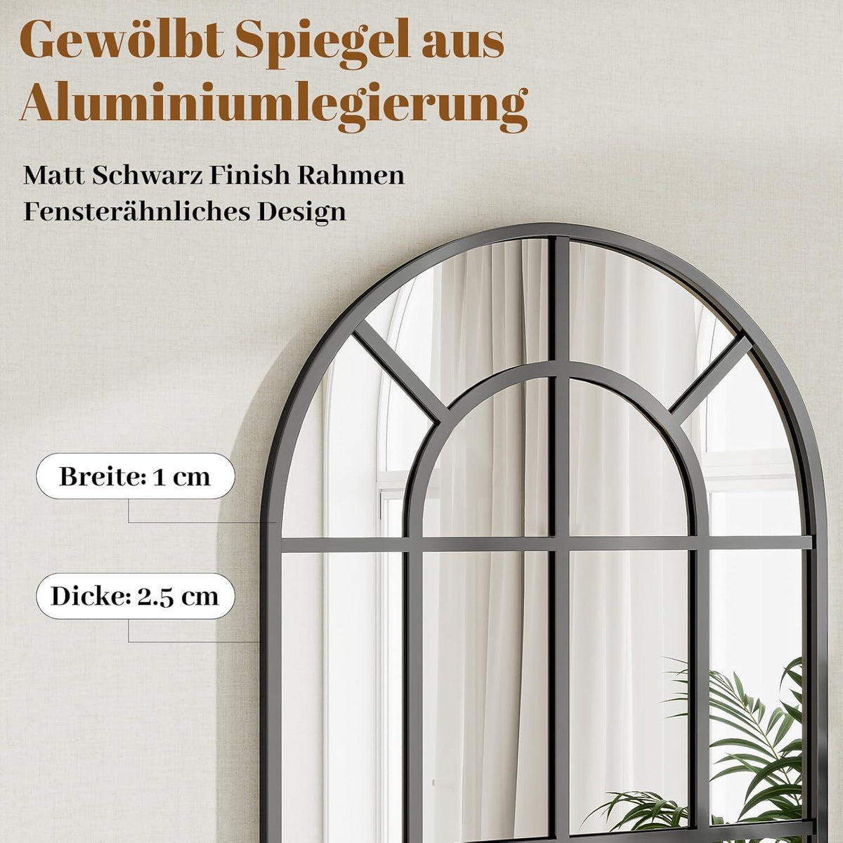 Ganzkörperspiegel mit Metallrahmen – Schwarz, 175 x 64 cm